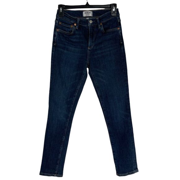 AGOLDE SZ 26 Sophie Skinny Crop Jeans Mid-Rise Stretch in Reverb 5-Pockets Blue - Picture 1 of 9